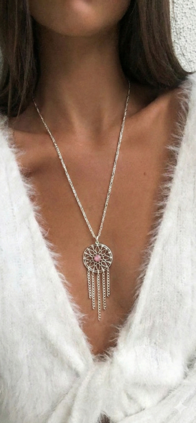 Collar Flor Atrapasueños Rosa